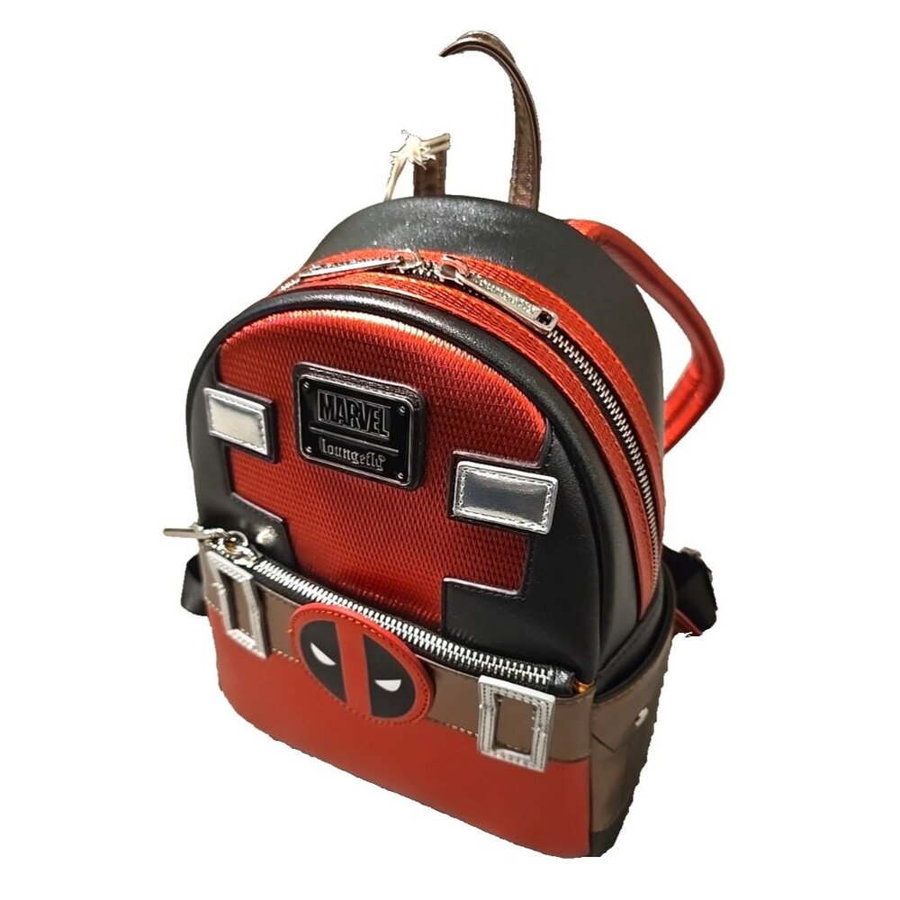 Marvel Deadpool Cosplay Mini Backpack Metallic Red Loungefly Polybag Brand New
